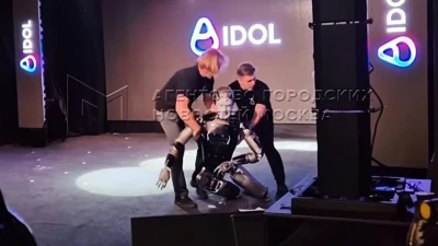 russia s new ai humanoid robot falls during debut raising questions about readiness