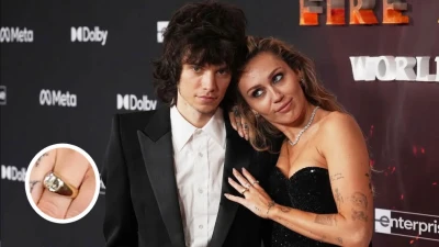 miley cyrus and maxx morando confirm engagement with dazzling red carpet debut
