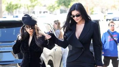 kylie jenner stuns in black skirt suit at ulta beauty launch event